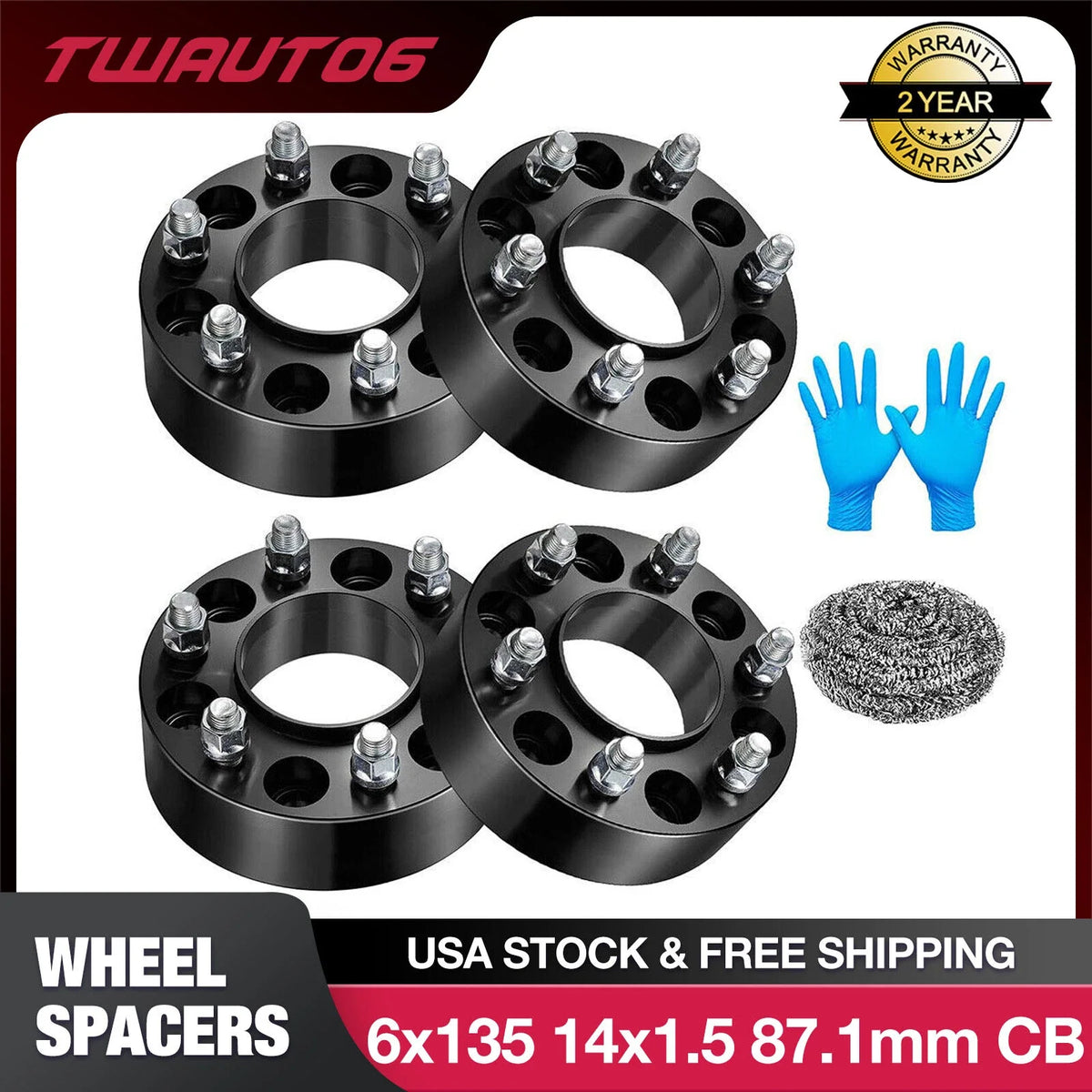 Set of 4 Hubcentric Wheel Spacers 1.5" M14x1.5 for Ford Lobo (2015–2021)