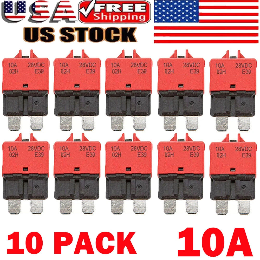 10x 10A Resettable Circuit Breakers for Car Van Truck Boat Marine