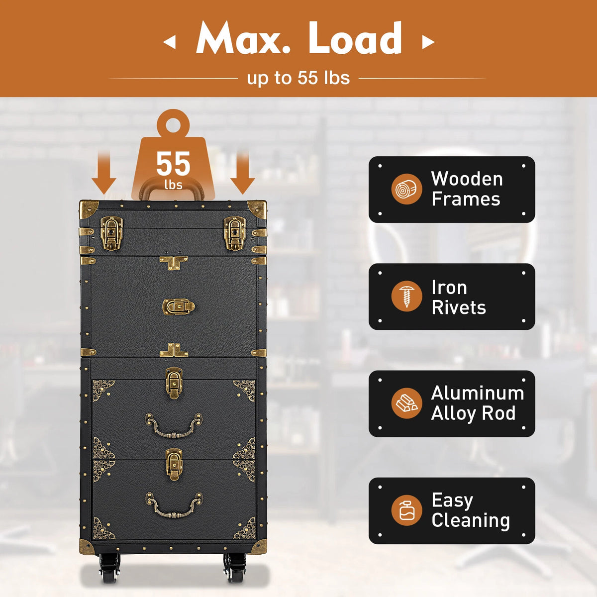 Salon Trolley Rolling Cart Makeup Train Case Organizer for Hairdressing