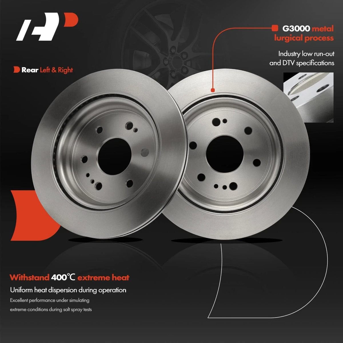 Set of 2 Rear Disc Brake Rotors & Ceramic Pads for Chevy Silverado 1500 (2019–2022)