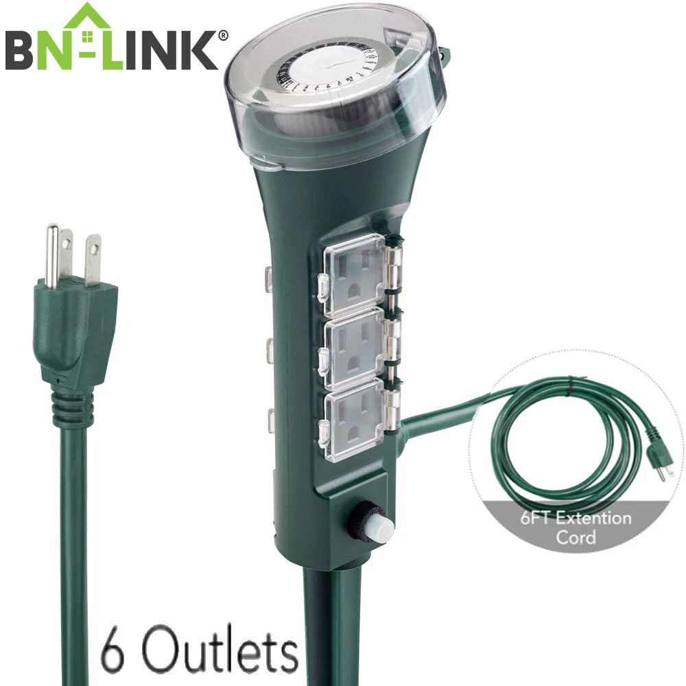 6 Outlet Outdoor Yard Stake Timer for BN-LINK