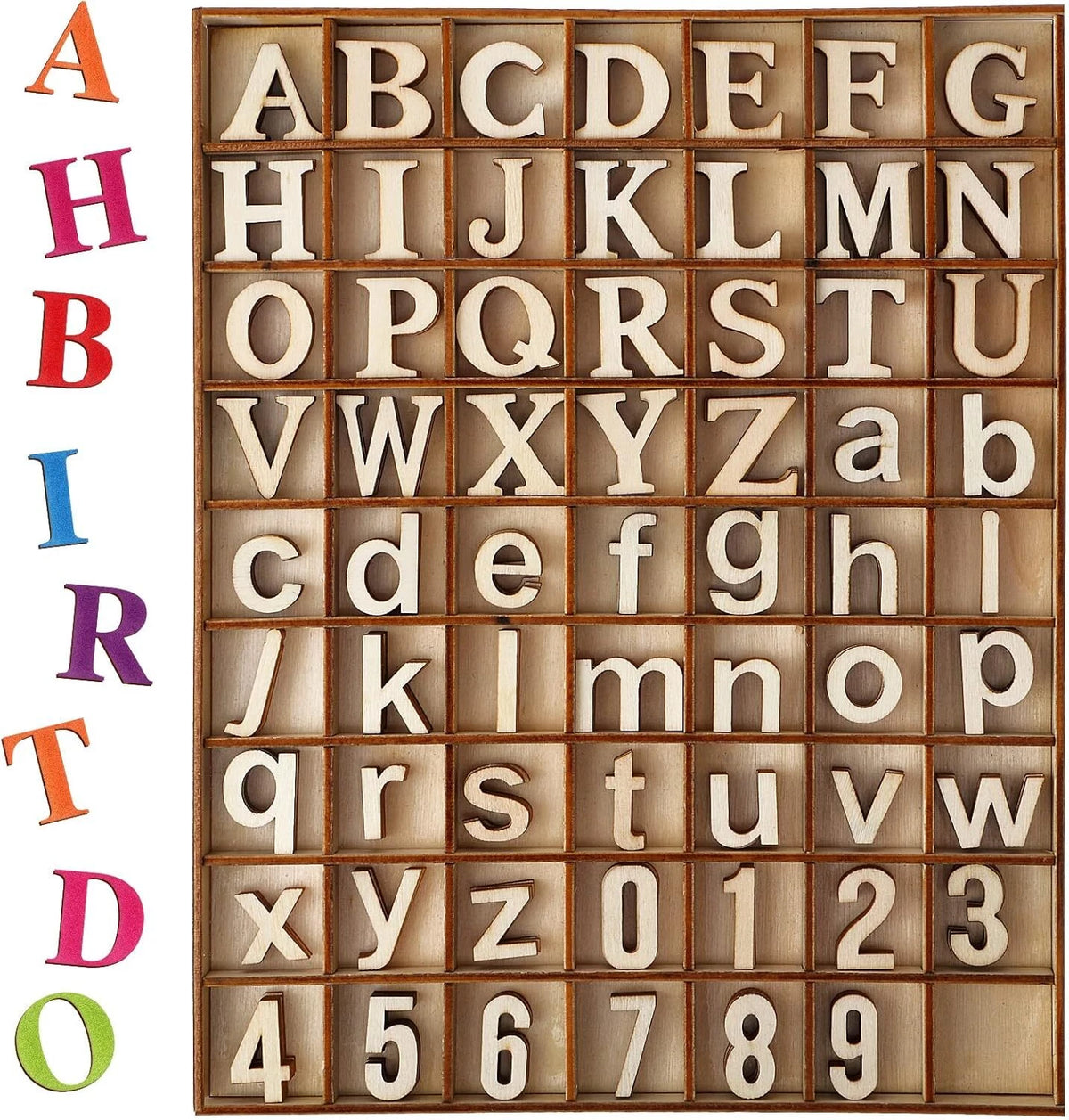 248 Pcs Wood Alphabet Letters & Numbers Set for Crafting