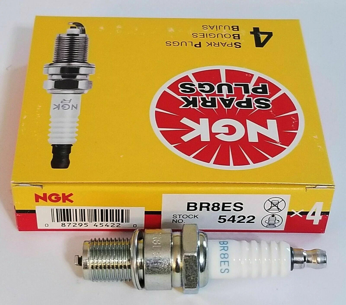 Set of 4 NGK Spark Plugs BR8ES for (B8ES, BR8ES)