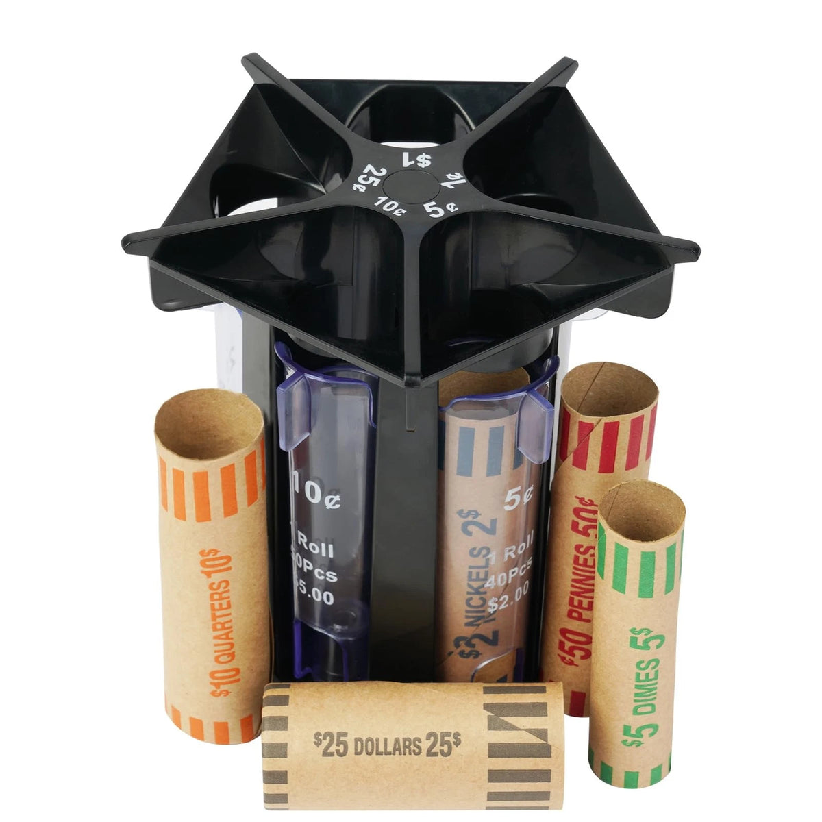 Coin Sorter Tube Counter for Change Sorting (5-in-1)