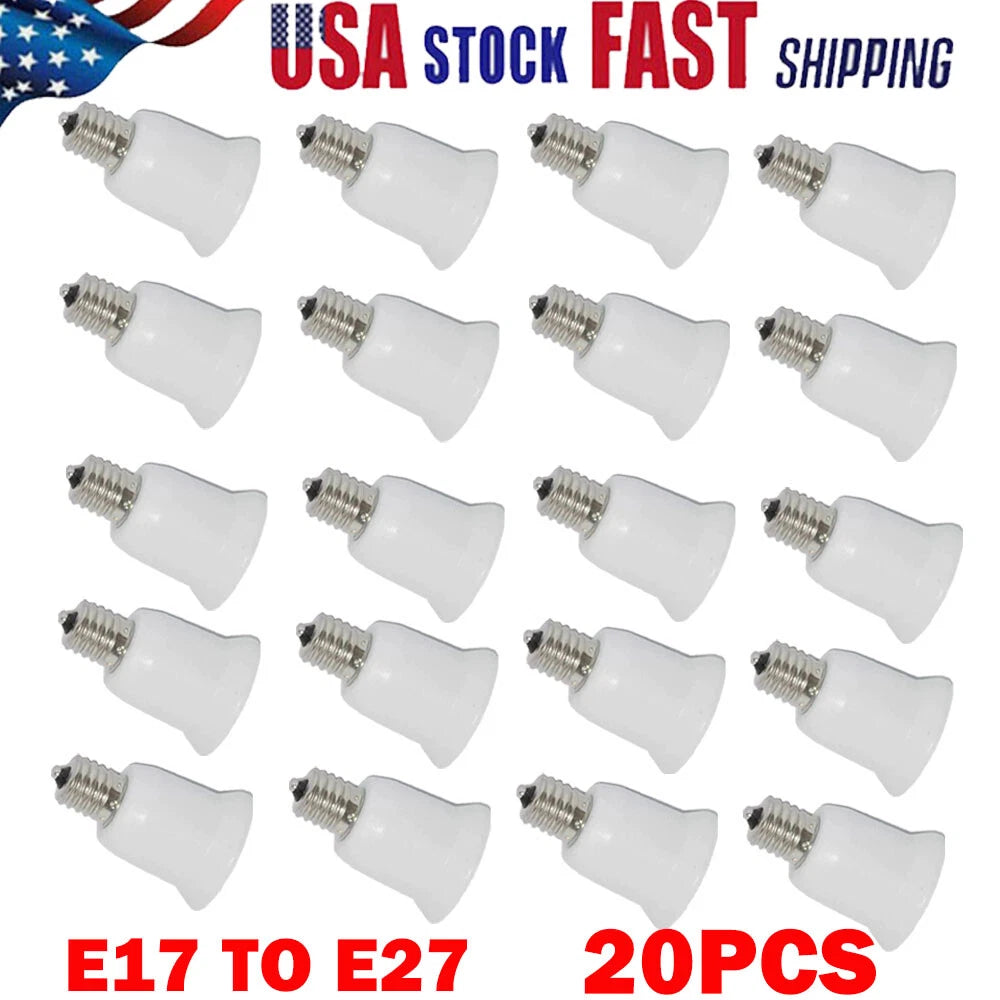 20X E17 to E27 Socket Base LED Halogen CFL Light Bulb Adapters