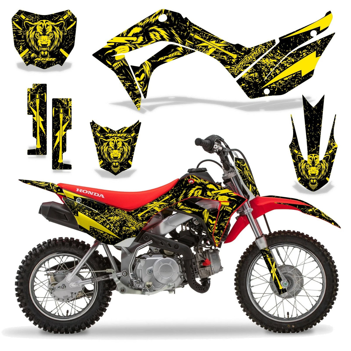 Custom MX Graphics with Plate Decals for Honda CRF 110F (2019–2021)