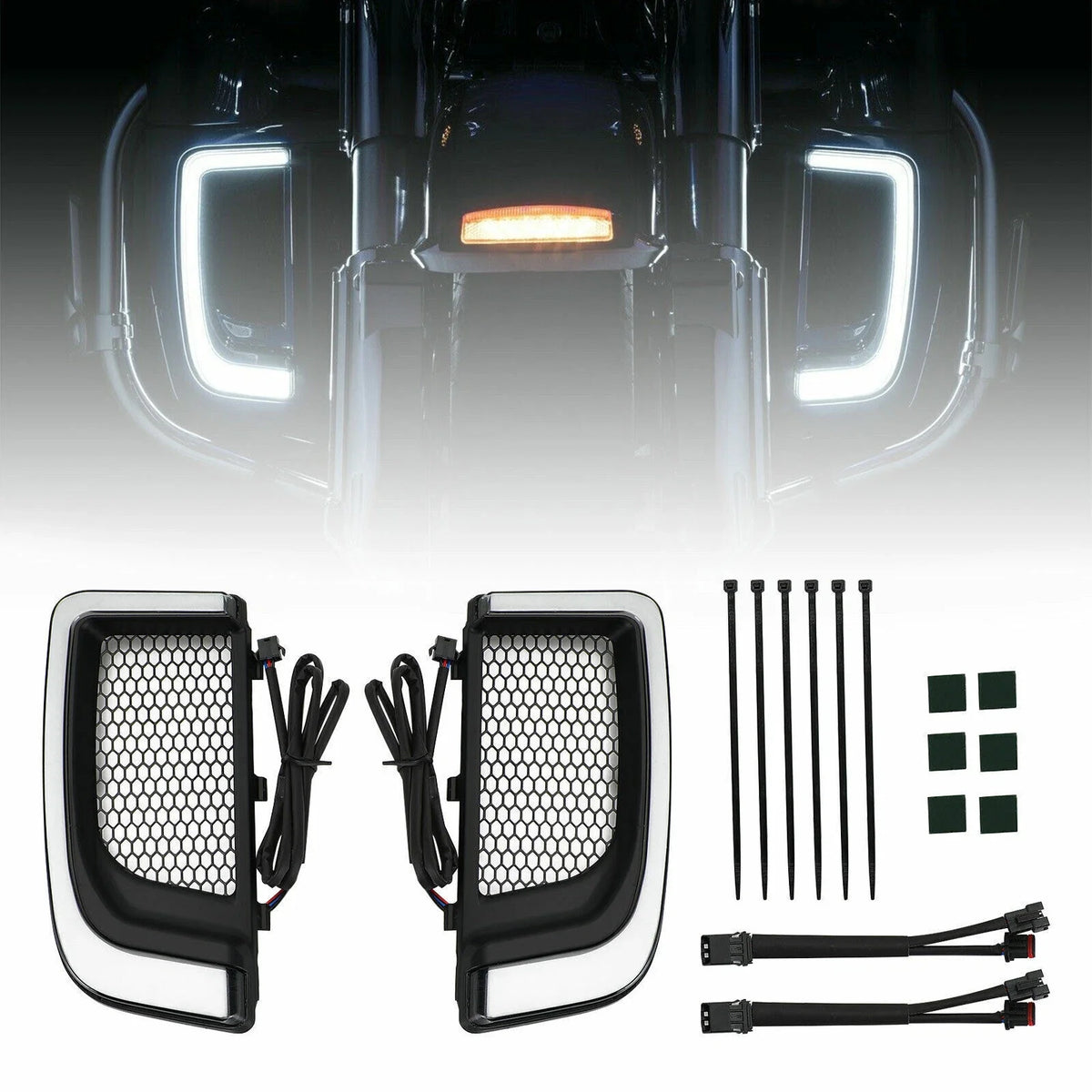 Tracer LED Lower Fairing Grills Lights for Electra FLH/T Road Glide (N/A)