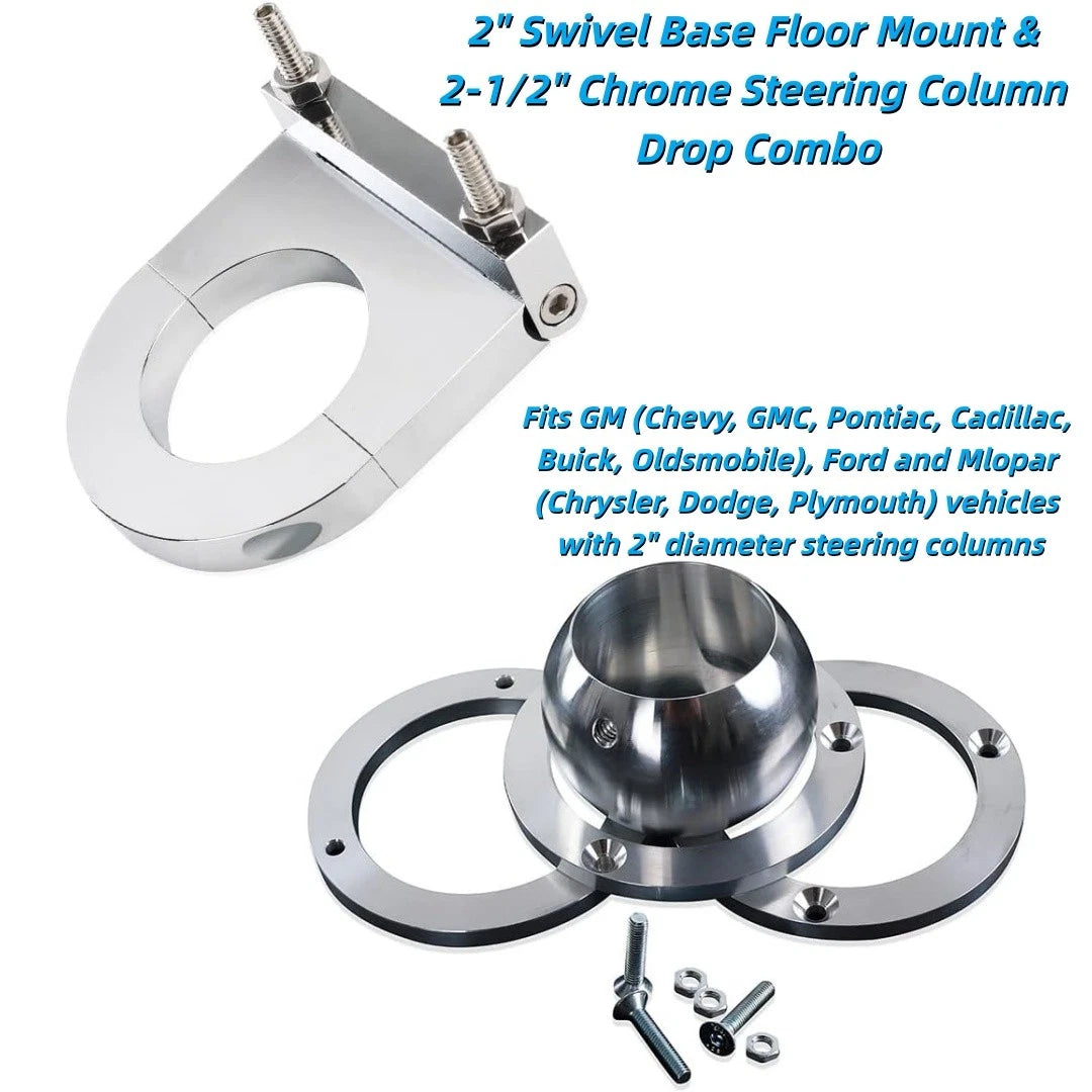 2X Steering Column Swivel Floor Mount Kit for GM Ford Mopar (2 inch)