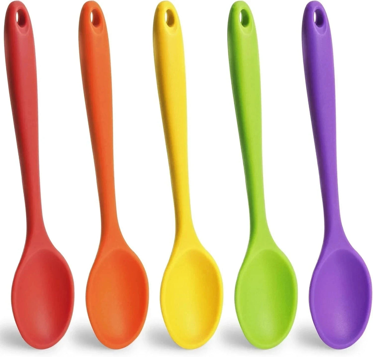 5X Small Silicone Spoons 8" Heat Resistant Nonstick Kitchen Spoons