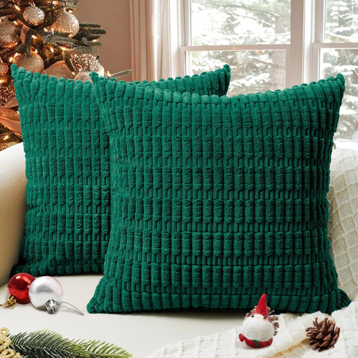 Set of 2 Softalker Corduroy Throw Pillow Covers 18x18