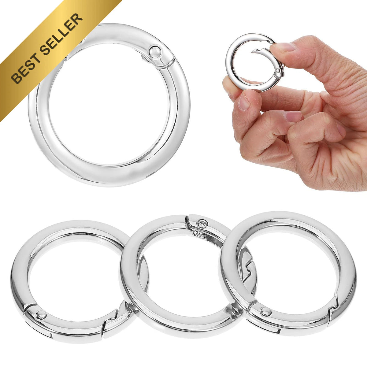 Set of 4 Metal O Ring Spring Clasp for Purse Handbag Strap