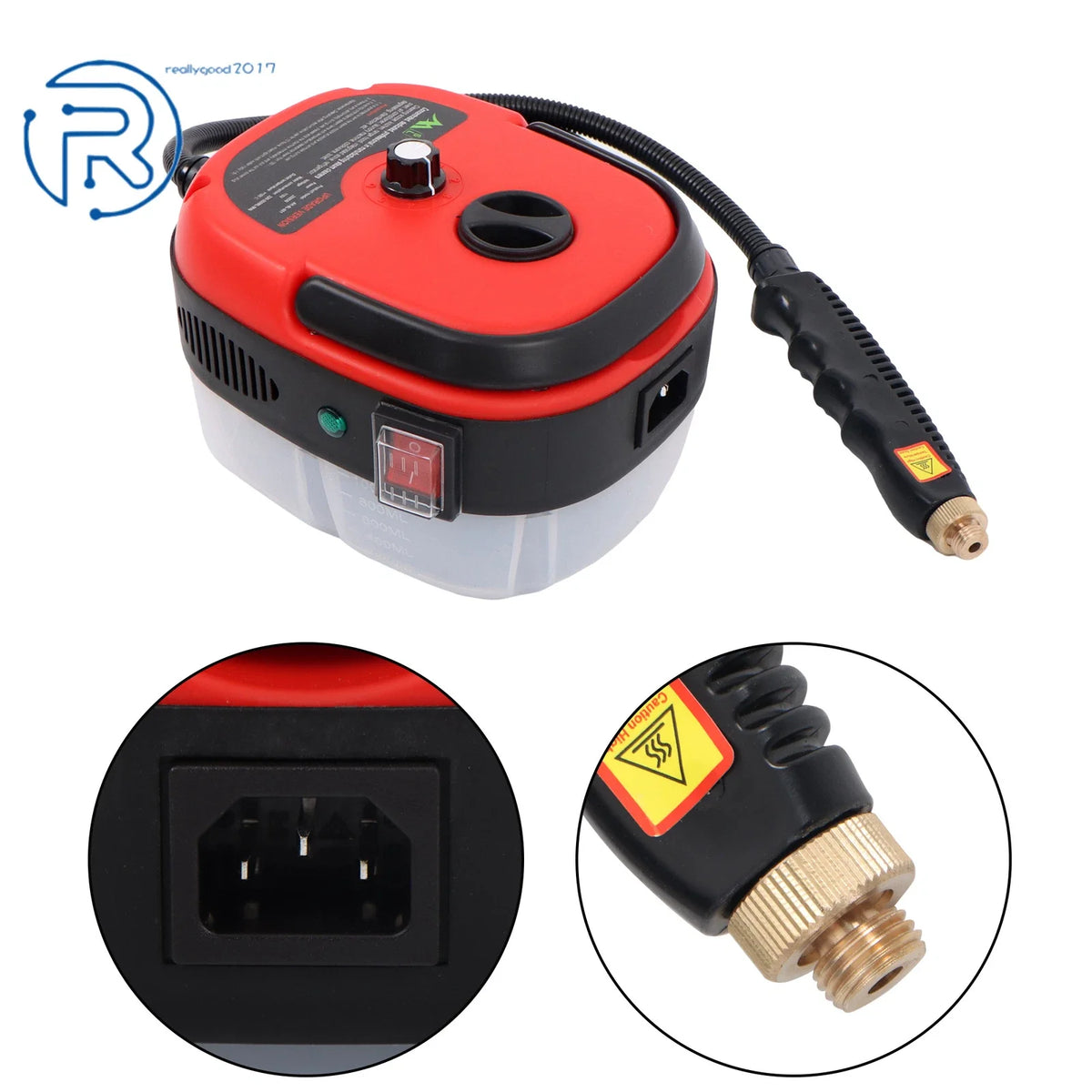 2500W High Pressure Steam Cleaner for Kitchen and Car (Red)