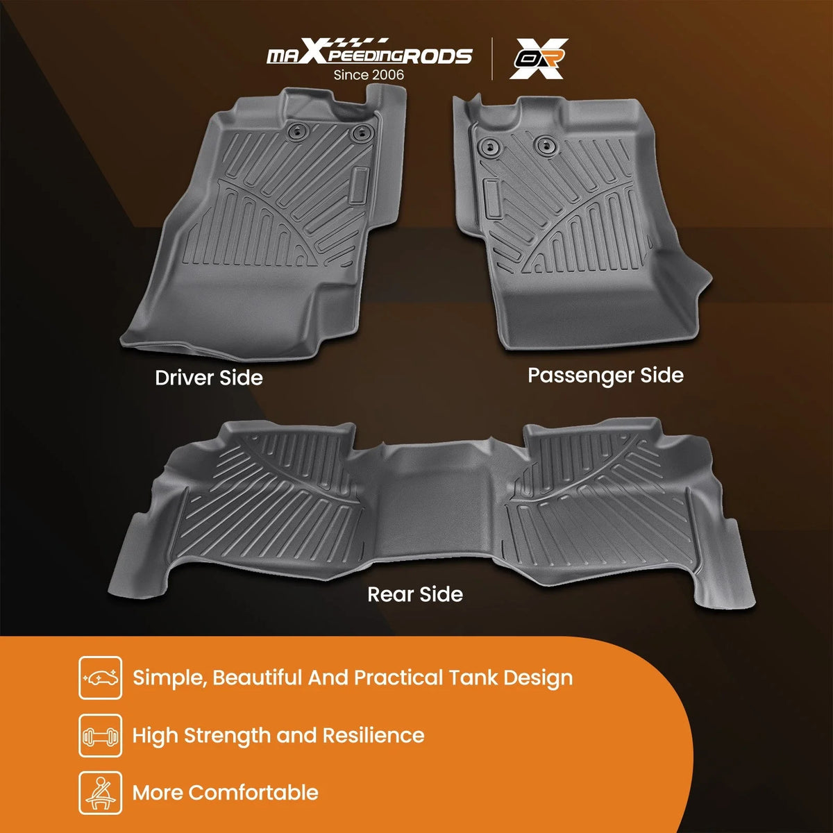 Set of 2 Waterproof Floor Mat Liners for Nissan Frontier Crew Cab (2022–2024)