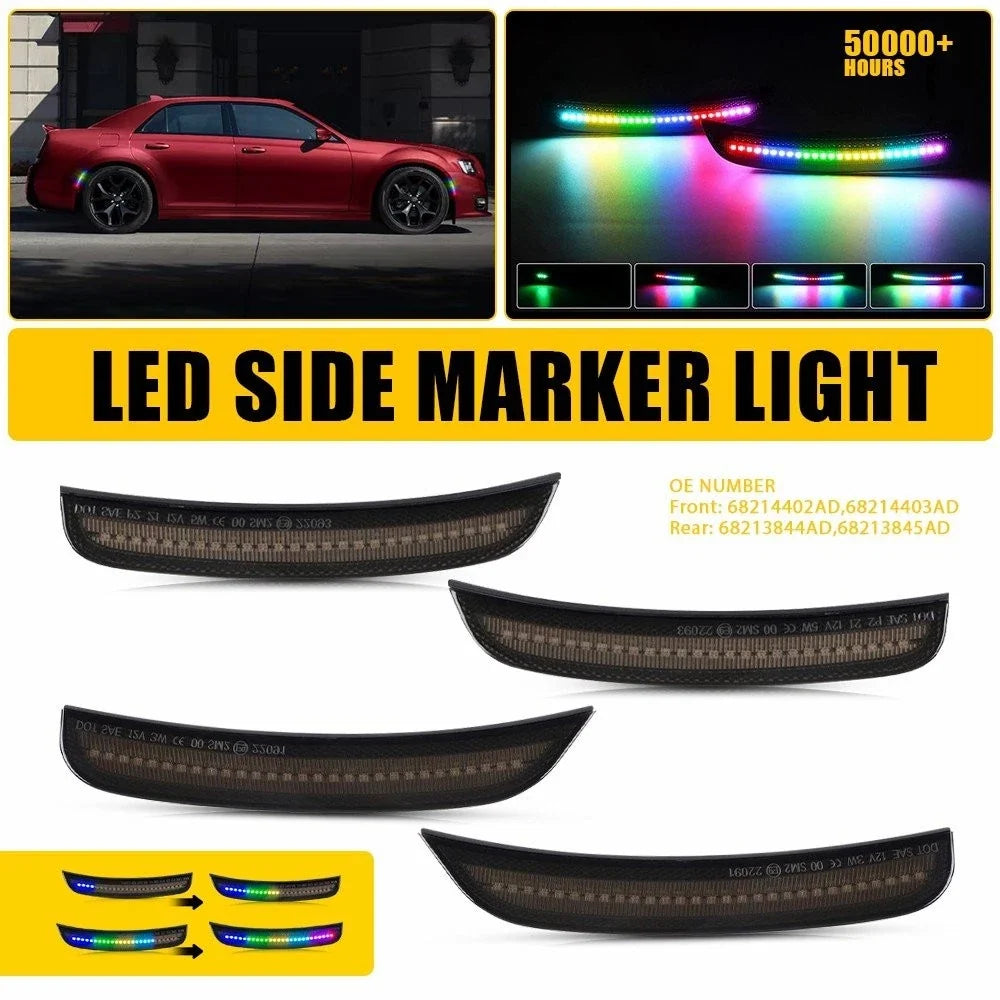 4X Dynamic Scan RGB LED Side Marker Light for Chrysler 300 300S 300C (2015–2023) EPY