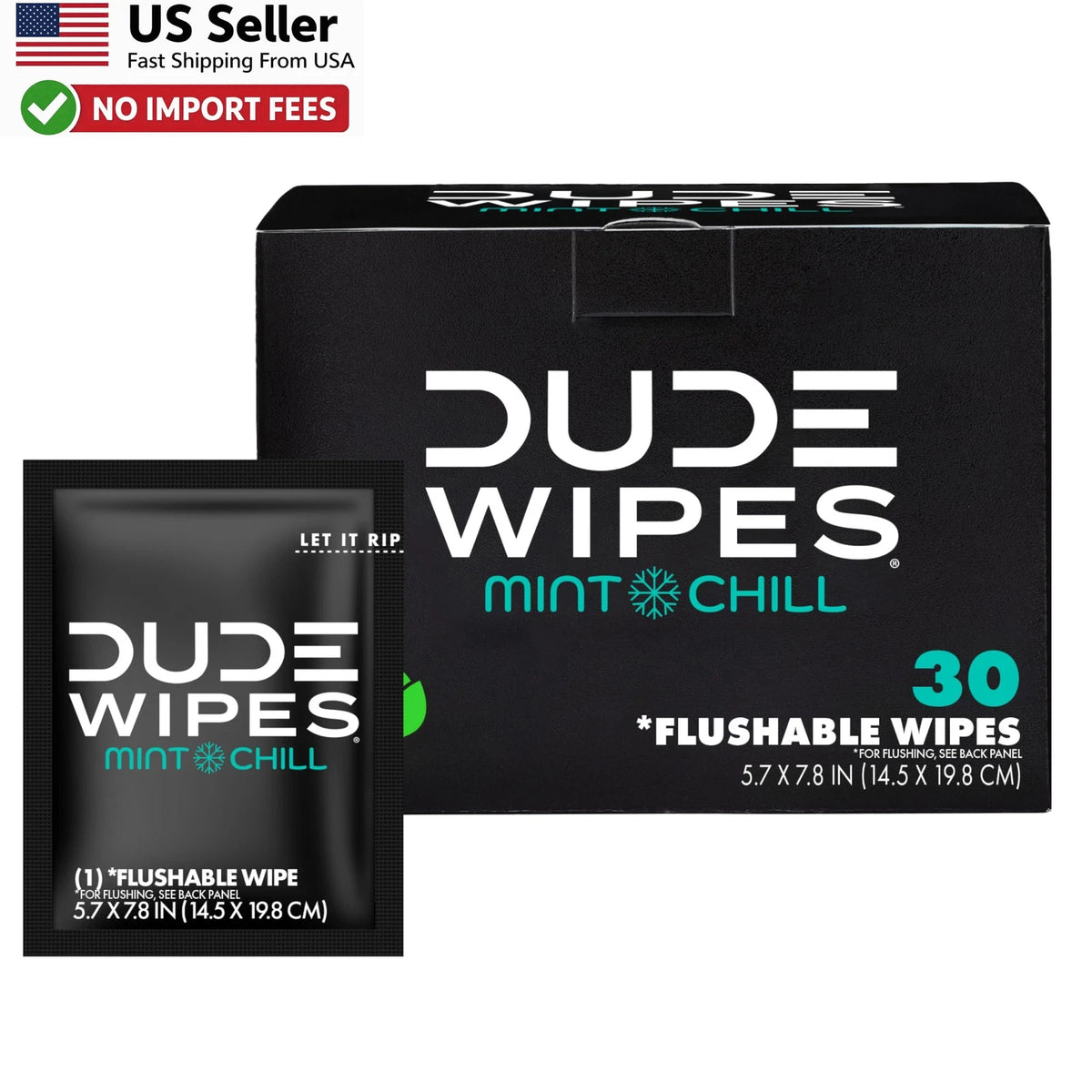 30 Count Travel Wipes for DUDE Wipes Mint Chill