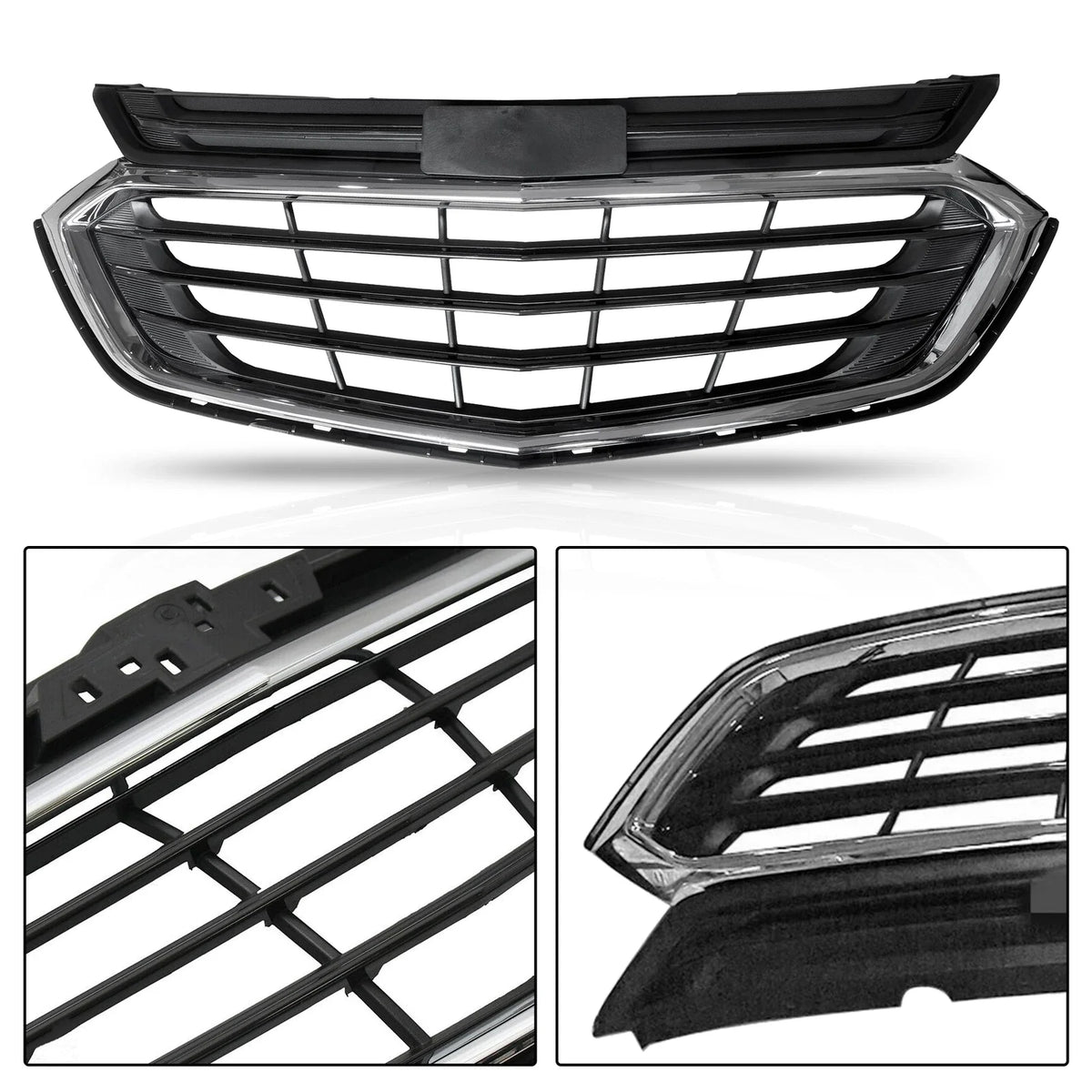 Front Bumper Upper Grille for Chevrolet Equinox (2018–2021) Black Chrome Trim