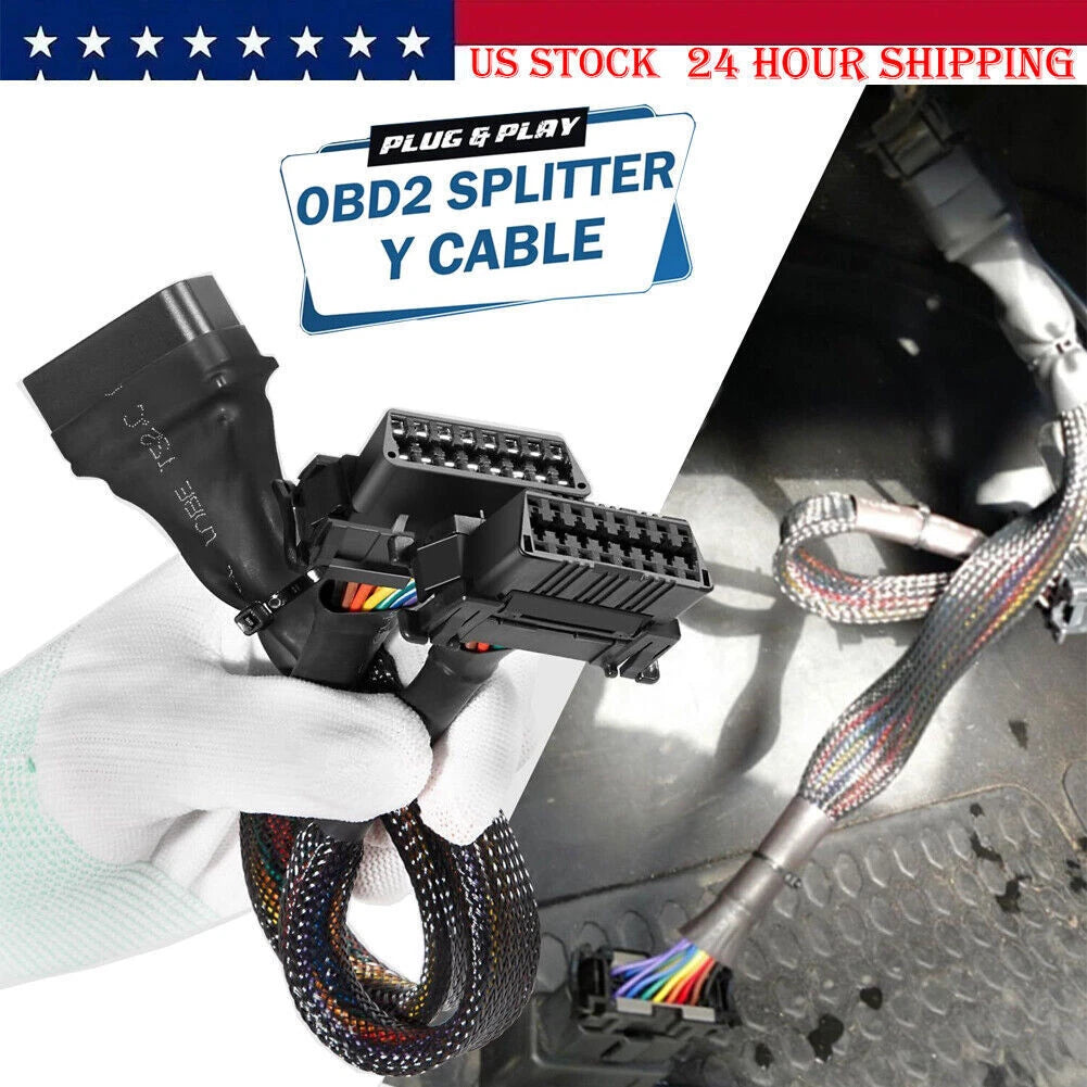 16 Pin OBD2 Splitter Extension Cable for OBDII Vehicles (VSQP0084)