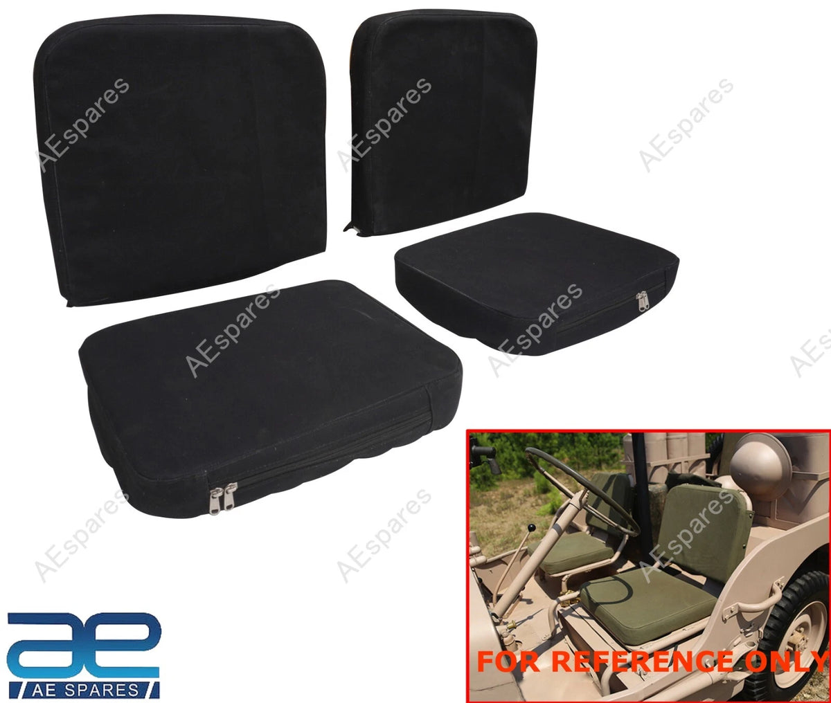 2 Seat Covers with Foam & Cargo Pockets for Jeep Willys CJ2A CJ3A CJ3B M38