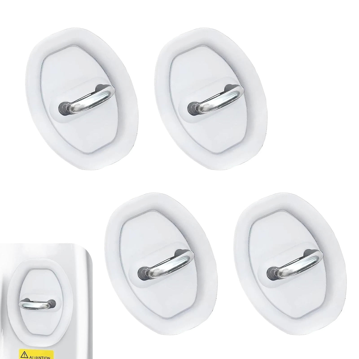 Set of 4 Car Door Latch Lock Covers for Universal Fit (White)