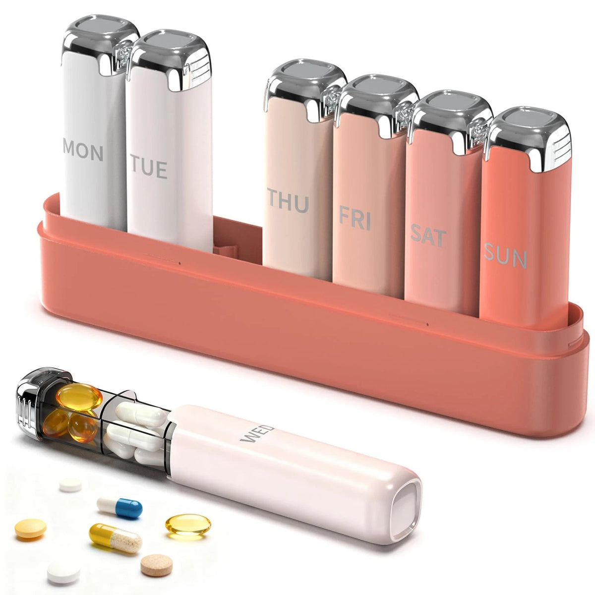 3X Daily Pill Organizer for Women – Weekly Detachable Pink