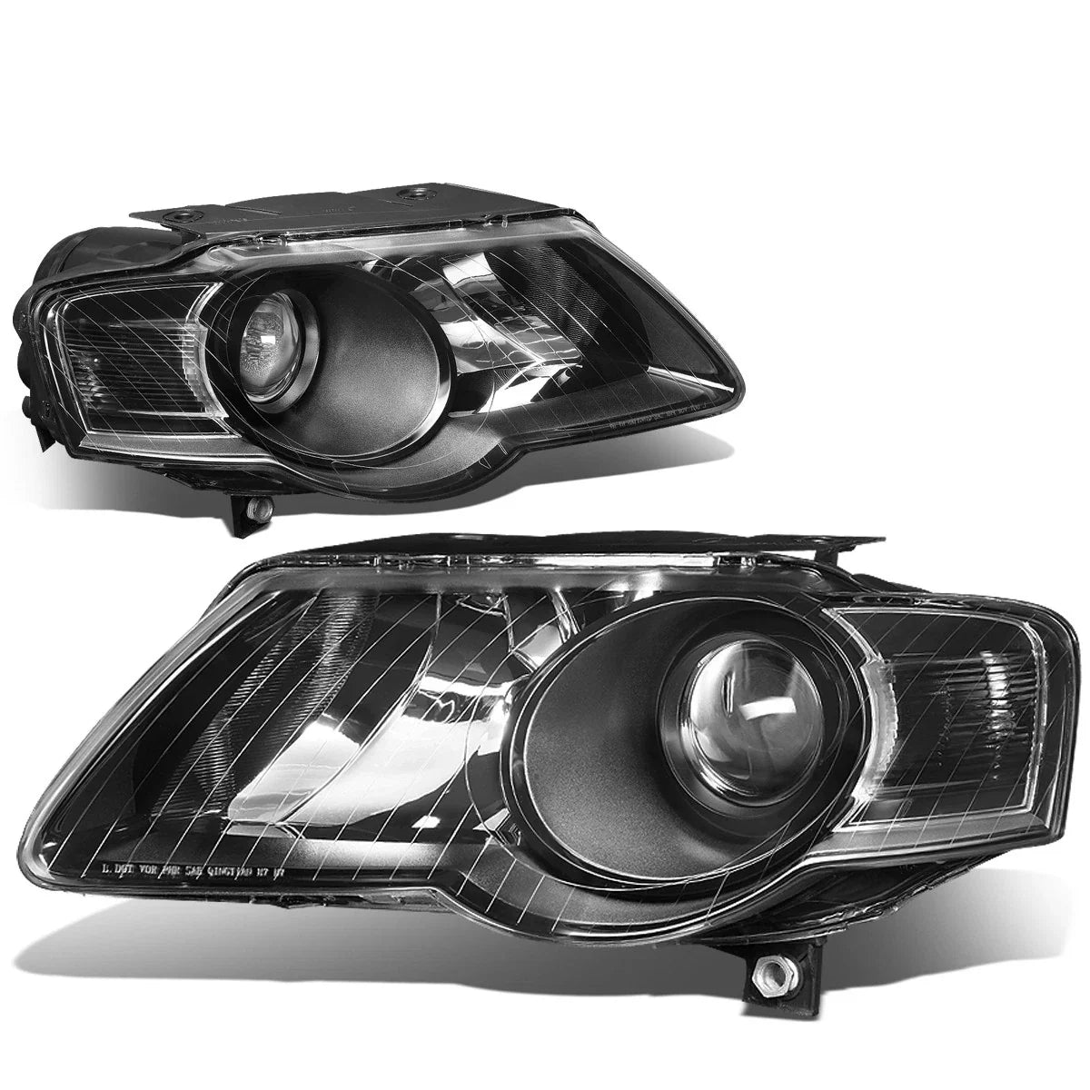 Pair of Projector Headlights for VW Passat (2006–2010) - Black Housing