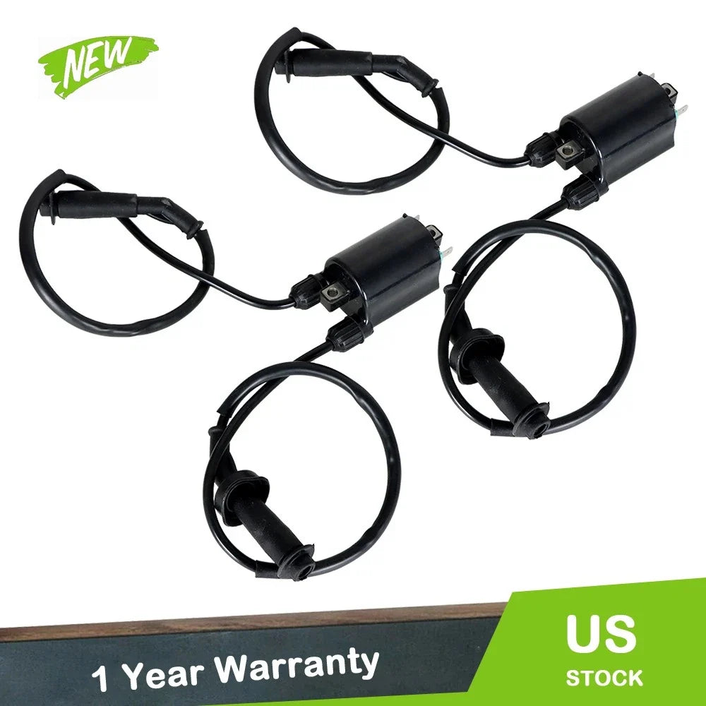 2 Sets of Ignition Coil & Spark Plug Cap for Honda Shadow 1100 VT1100 (1987–2007)