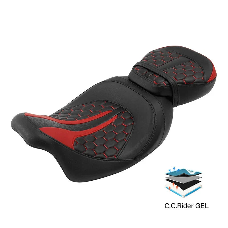 2X Gel Seats for Harley Touring Glide (2009–2023) Black