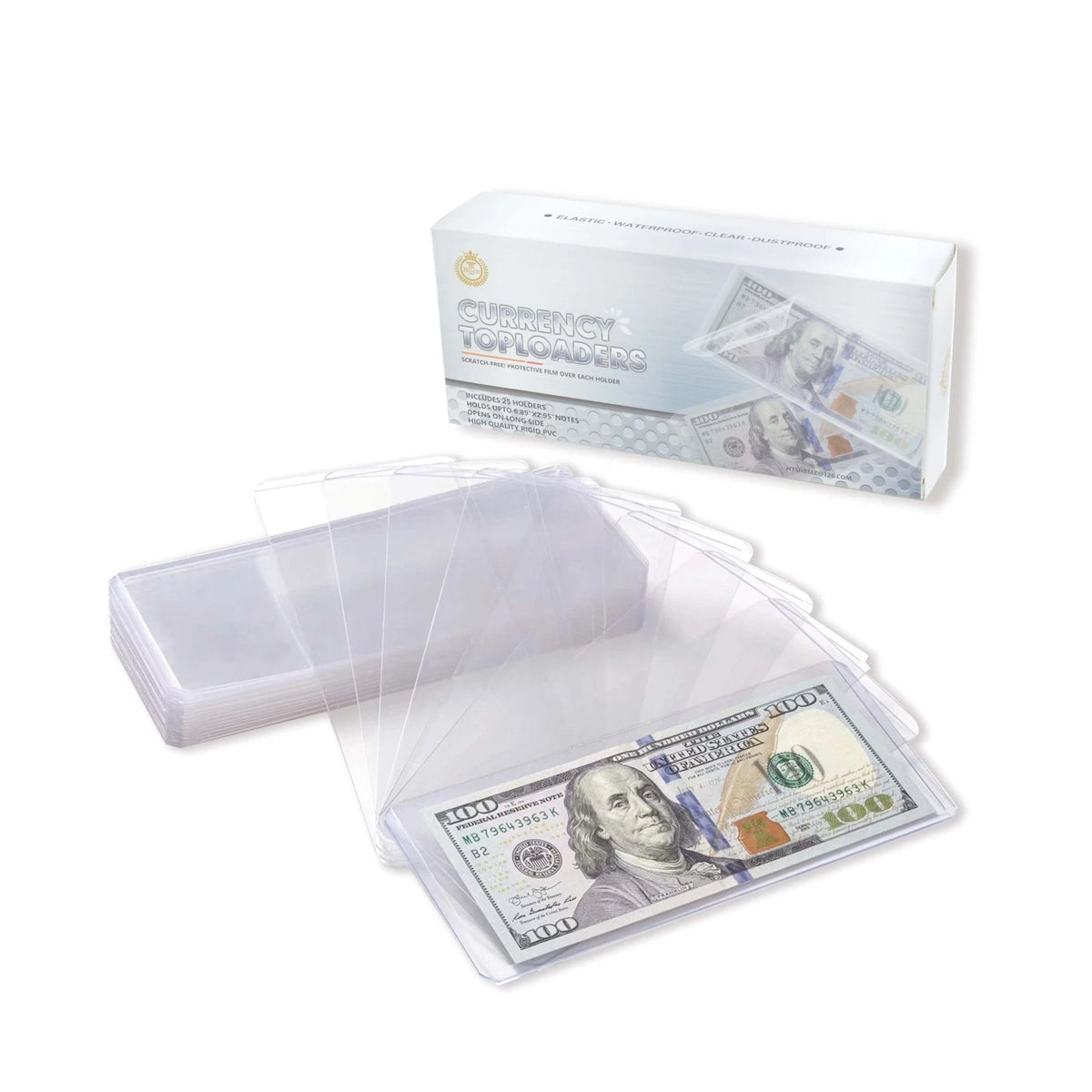 25 Pack Dollar Bill Sleeves for Currency Protection (Waterproof)