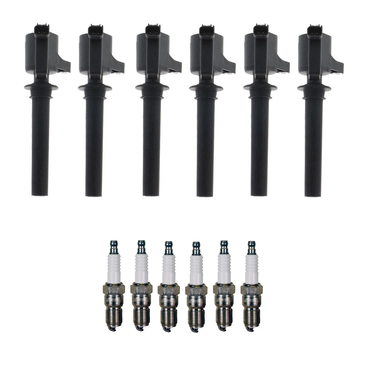 Set of 6 Ignition Coils & U-Groove Spark Plugs for Mazda 6 (2003)