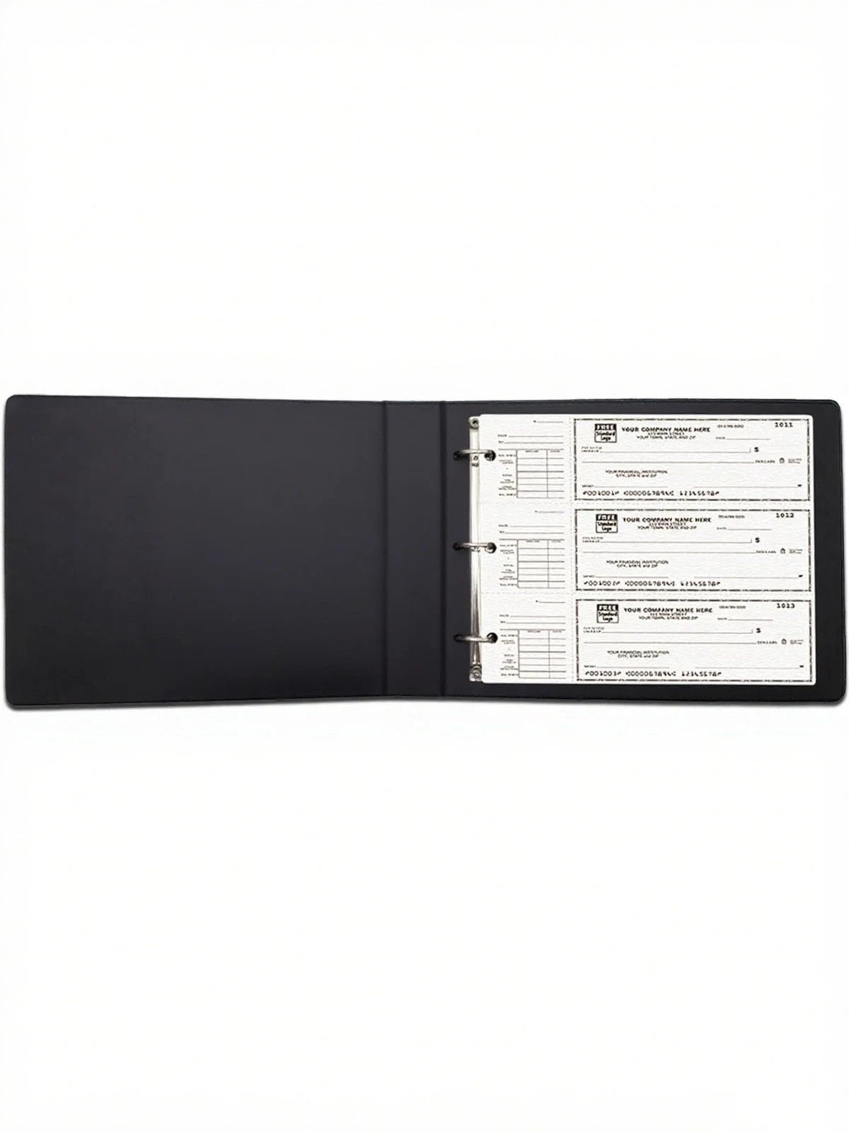 3 Rings Check Binder for 3-on-a-Page Deskbook Checks (Black)