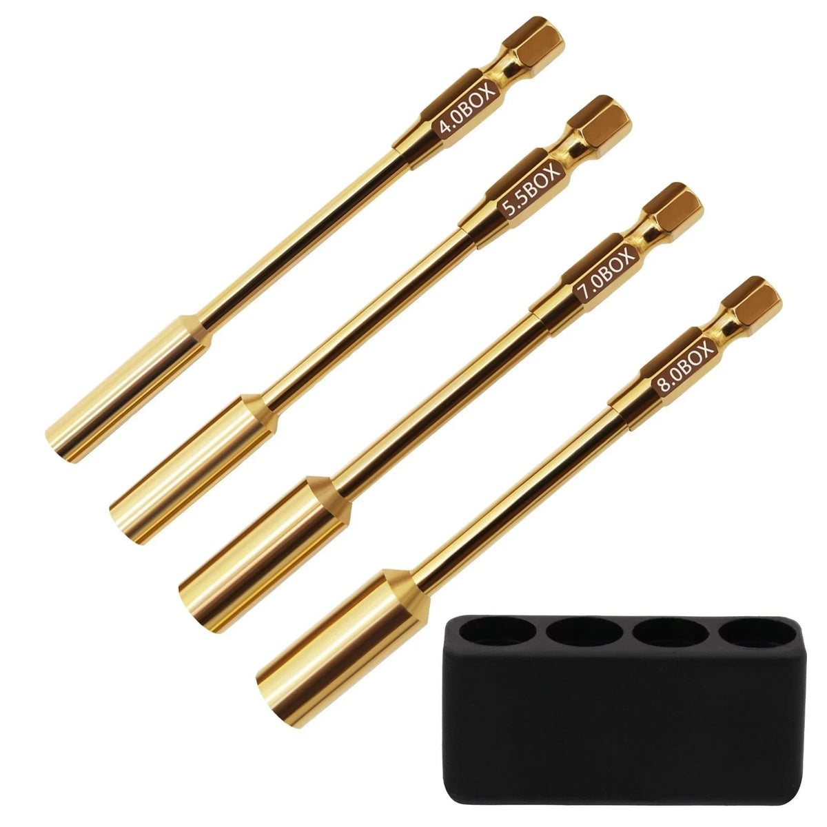 4-Piece Hex Nut Driver Set (4.0mm, 5.5mm, 7.0mm, 8.0mm) for 1/4" Drive Drill