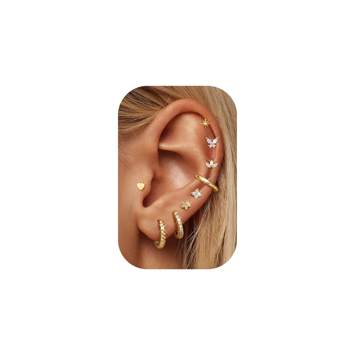 9 Pairs Flat Small Surgical Steel Earrings for (2010–2023)