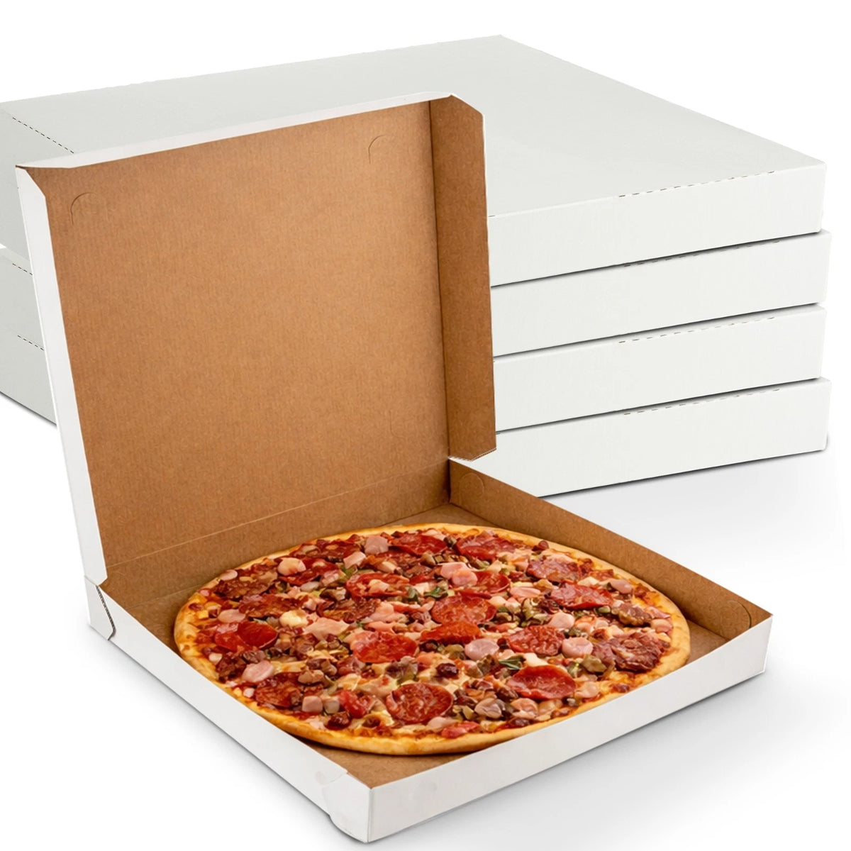 Pack of 10 Extra Thin 16" White Paperboard Pizza Boxes