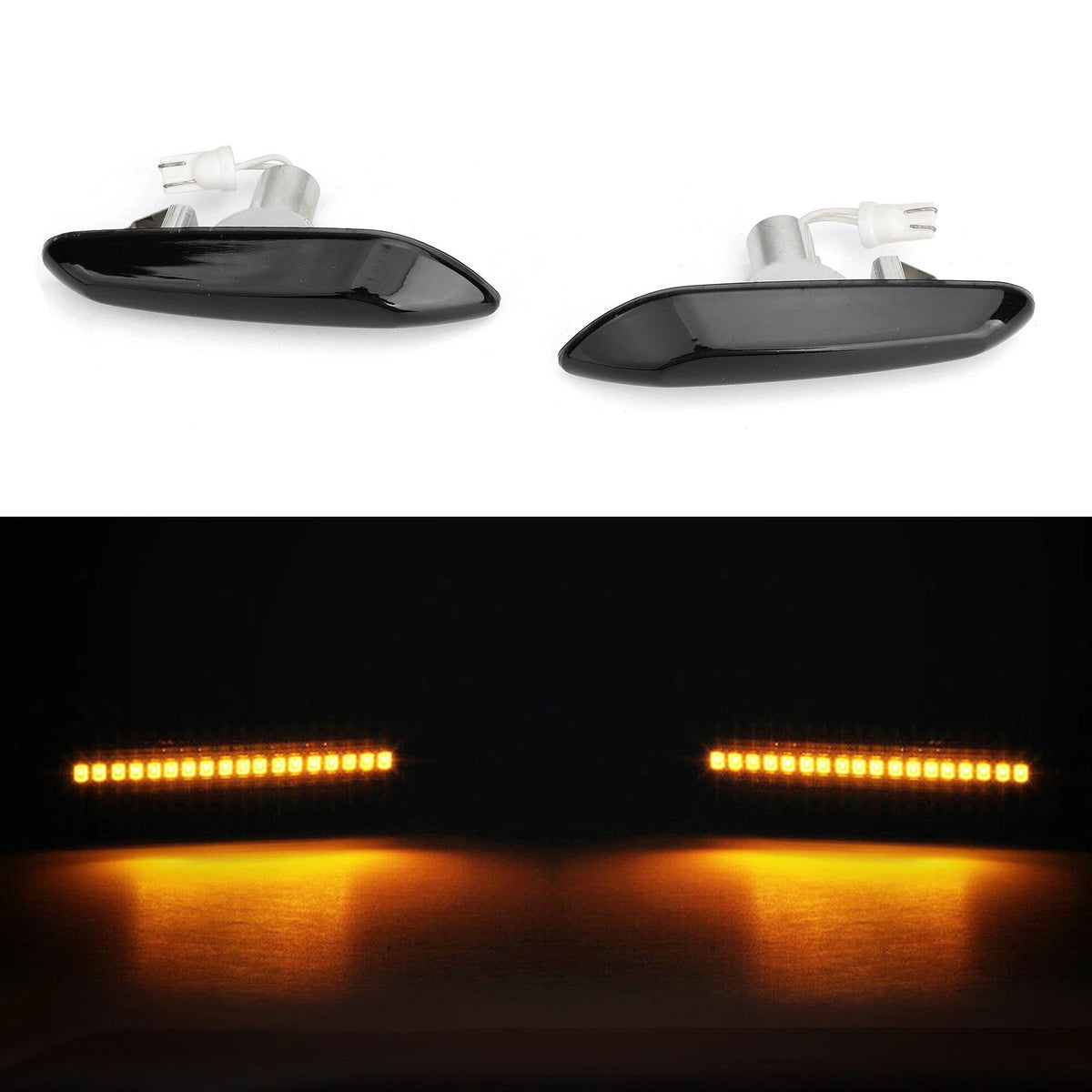 2X Smoke Len LED Side Marker Light for BMW E82 E88 E90 (63137253325, 63137253326)
