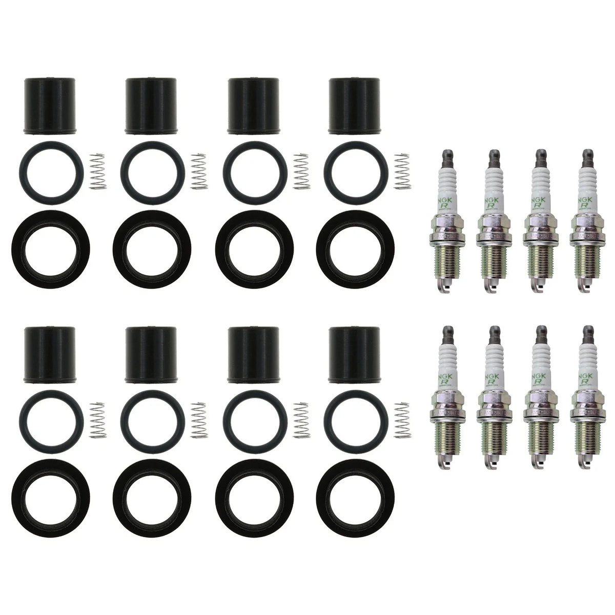 Set of 8 NGK V-Power Spark Plugs & Coil Boots for Aspen Durango Ram1500 Cherokee (2002–2009)