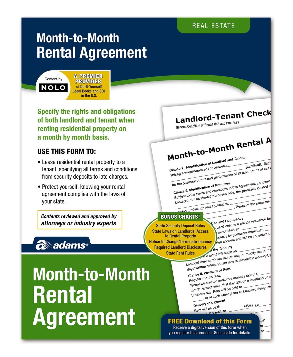 Adams Month-to-Month Rental Agreement Forms and Instructions