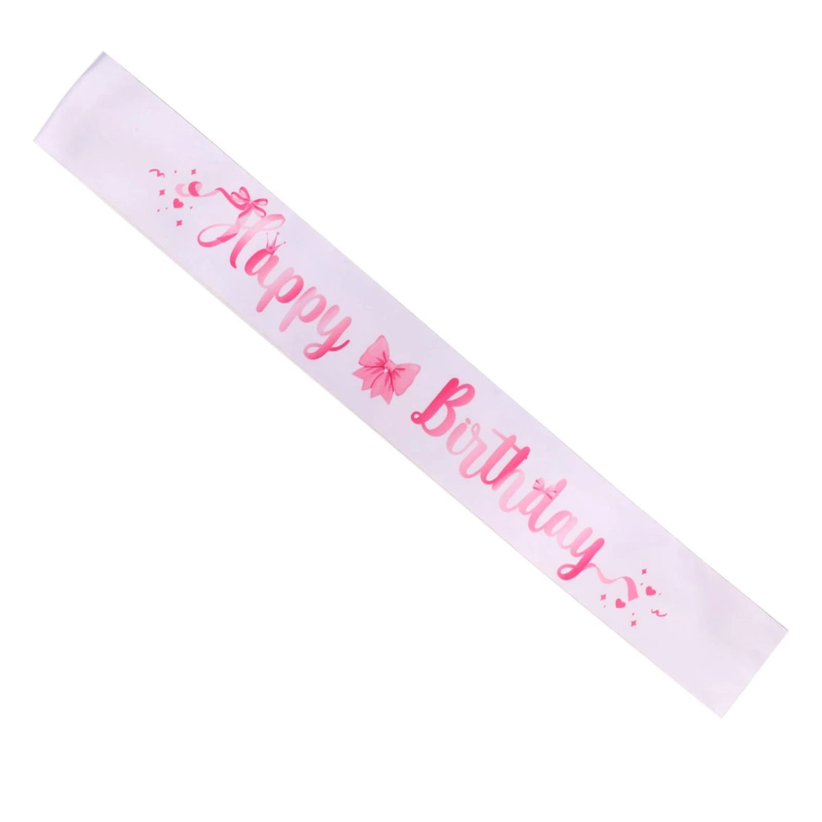 Pink Bow Happy Birthday Sash for Party Accessory (80x9.5cm)