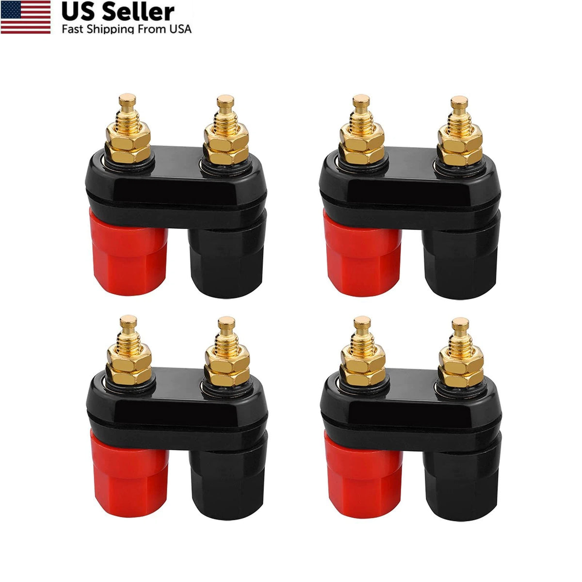 Set of 4 Banana Plug Jack Female Socket Gold Plated Terminal Binding