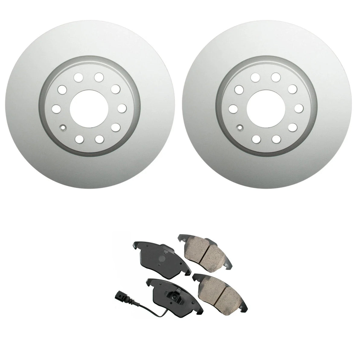 Front Rotors & Akebono EURO Ceramic Brake Pads Kit for Audi A3, VW Beetle, CC, Eos (2006–2016)