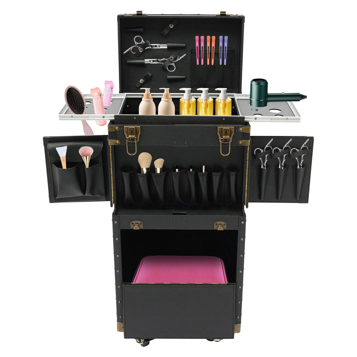 Portable Rolling Makeup Stylist Case for Hair Salon