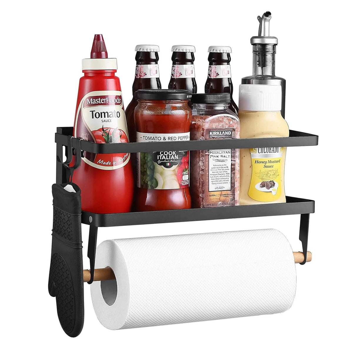 Magnetic Shelf with Paper Towel Holder for Fridge/Washing Machine/Garage