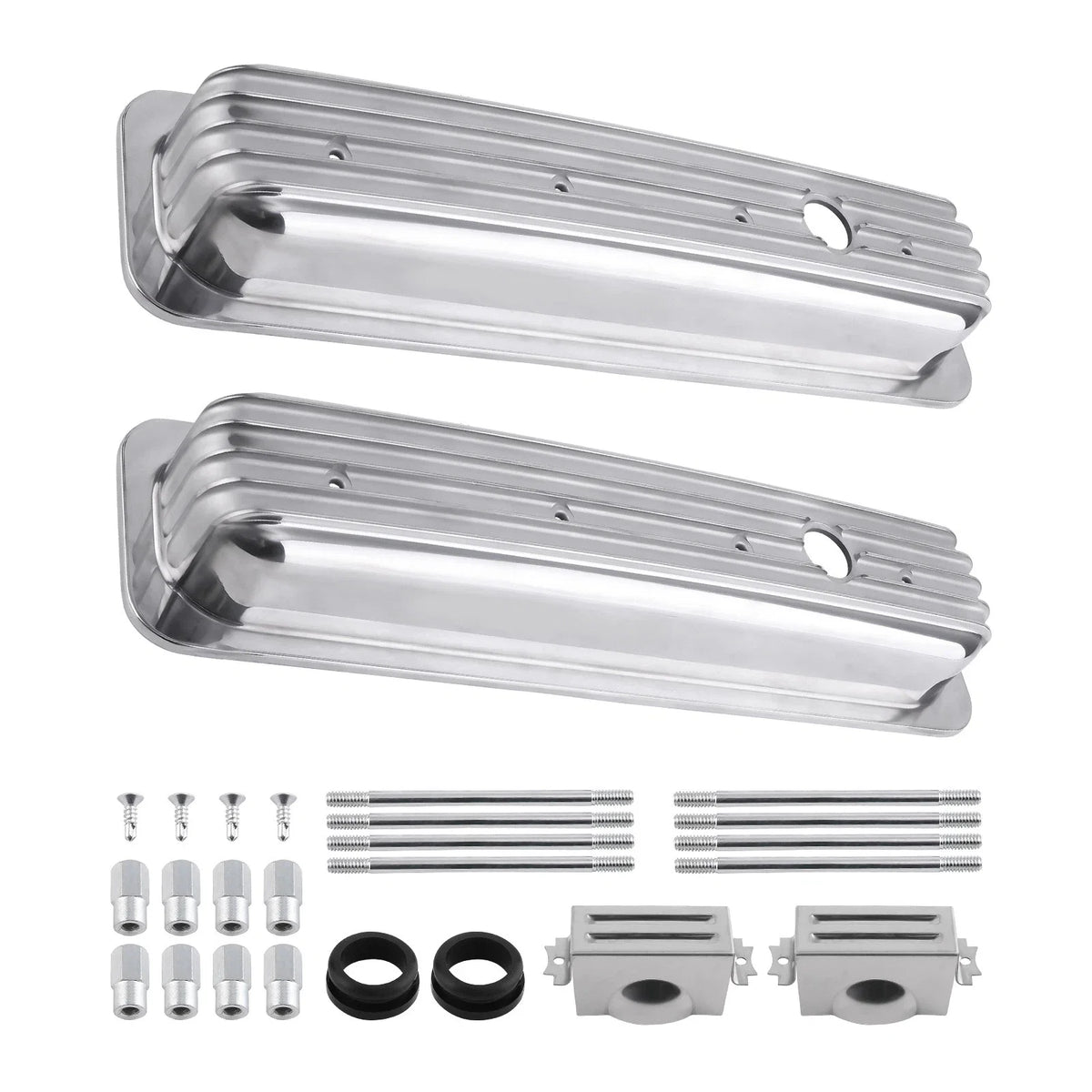 2X Aluminum Valve Covers for Small Block Chevy SBC (283)