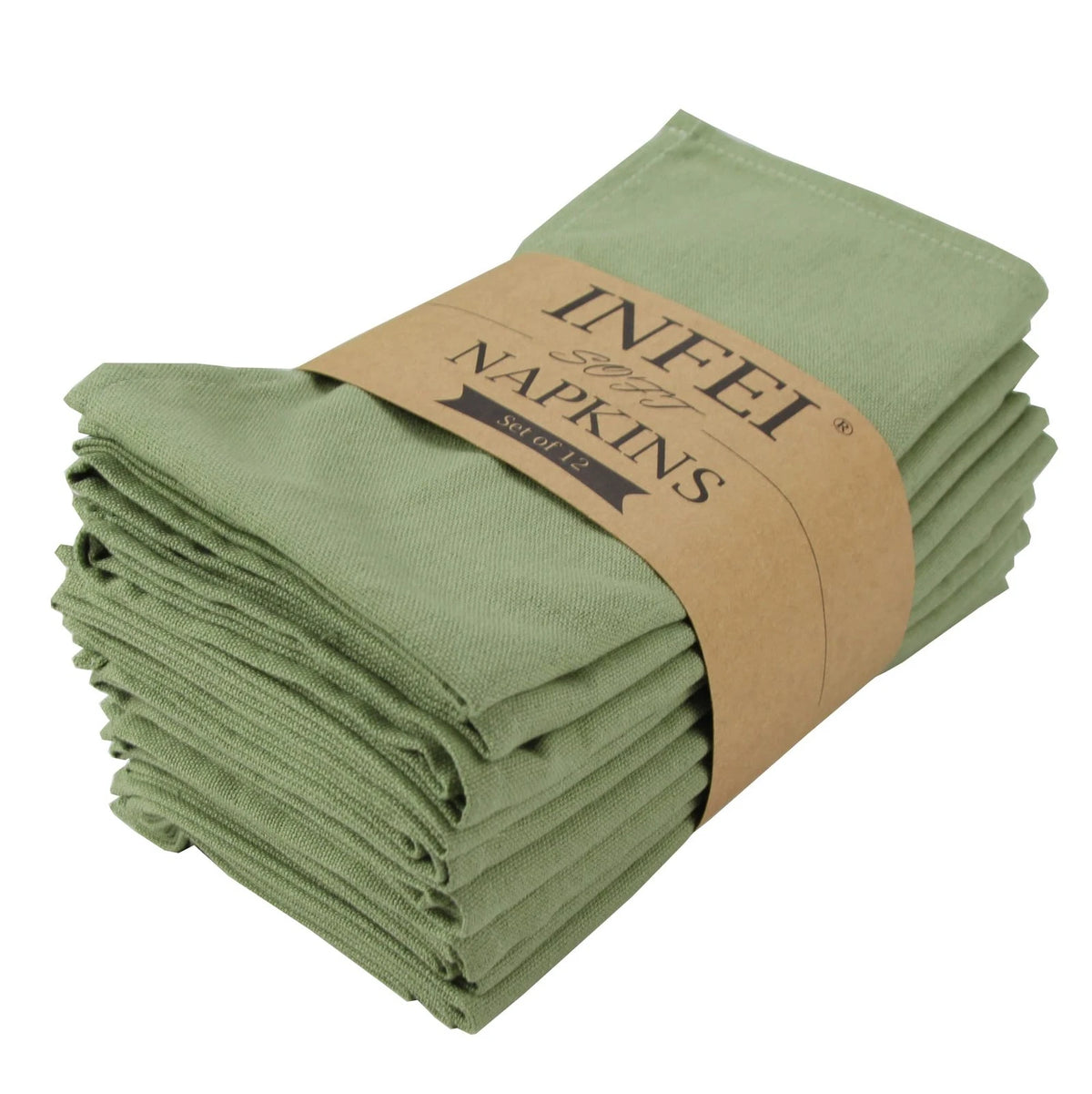 Set of 1 Solid Color Cotton Blended Dinner 17" - Olive Green