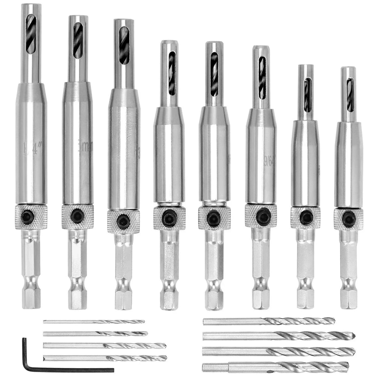 17-Piece Self Centering Drill Bit Set for Cabinets