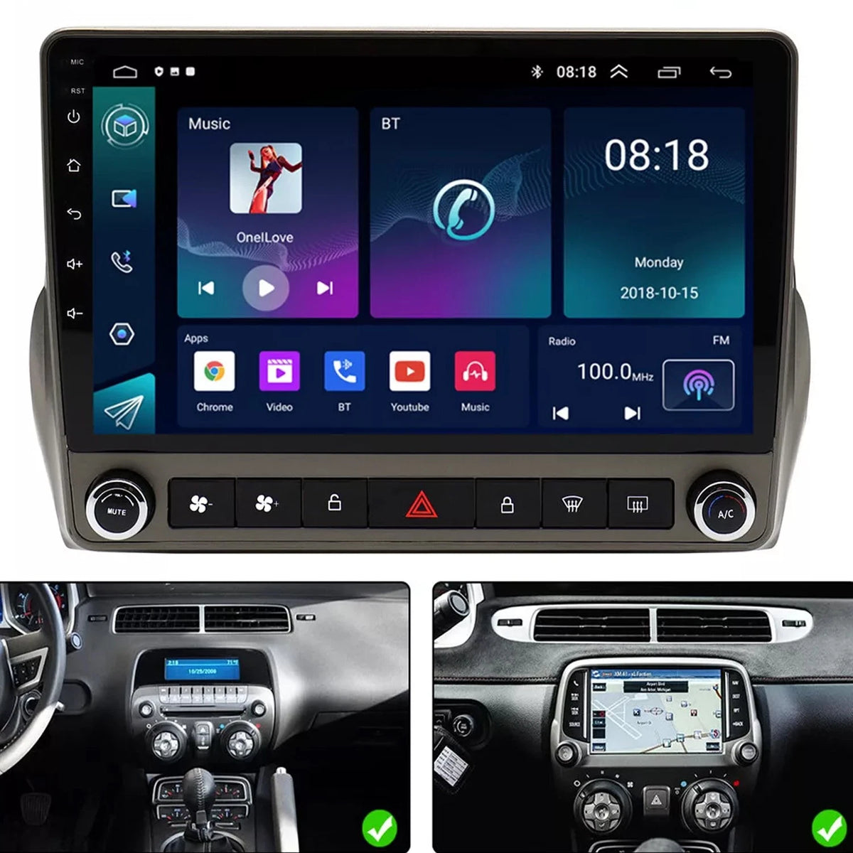 9'' Android 13 Stereo Radio GPS Head Unit for Chevrolet Camaro (2008–2015)