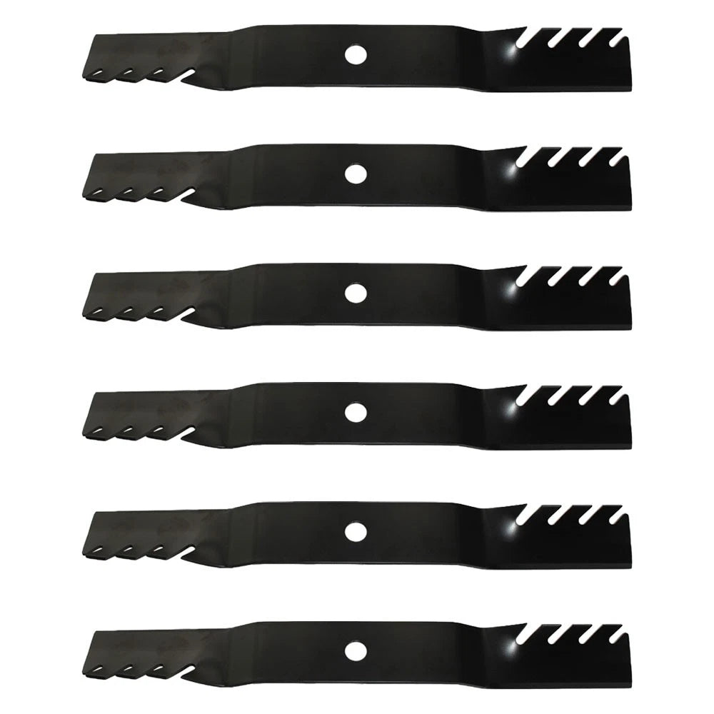 6X Toothed Mulching Lawn Mower Blades for John Deere (Fits M170639)