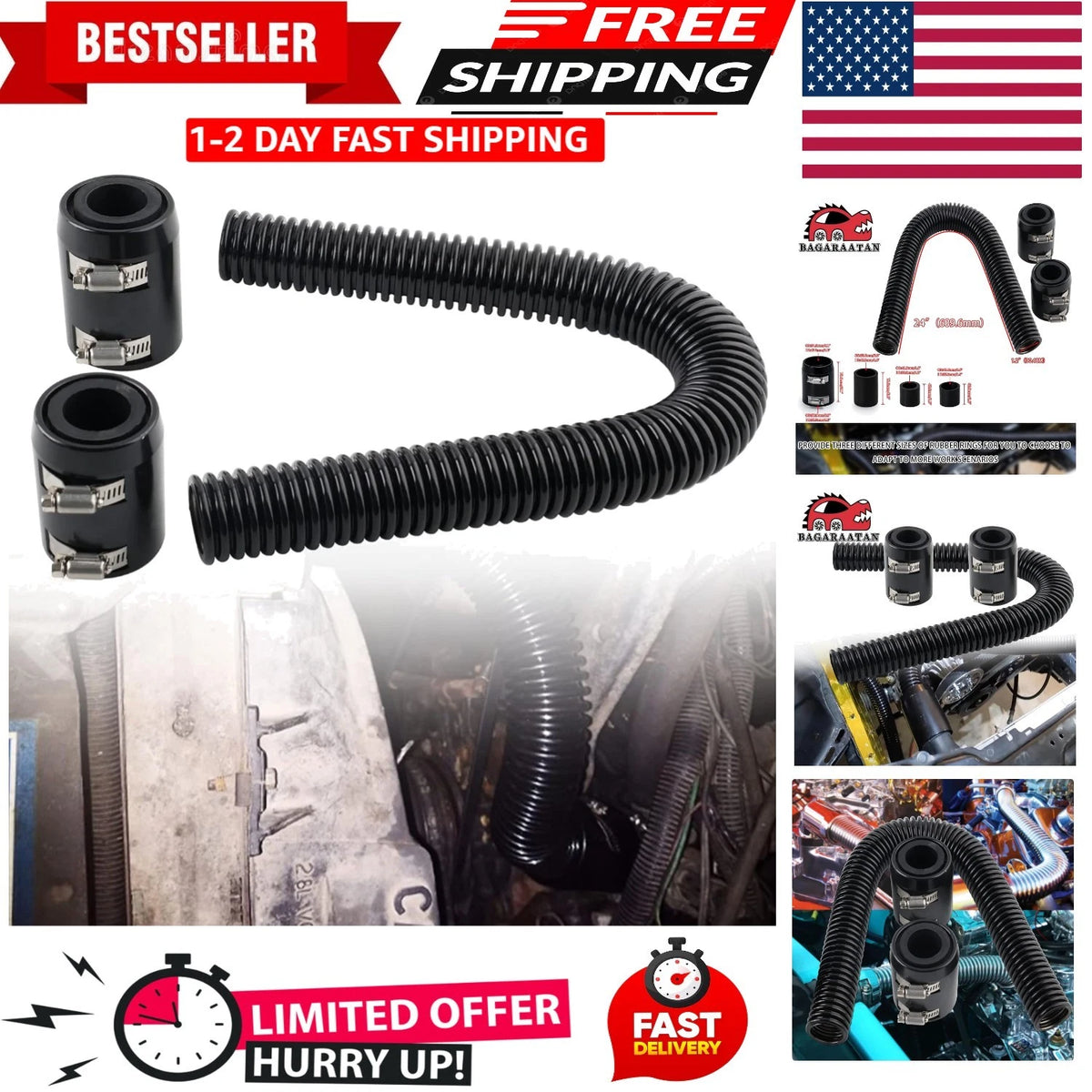 24" Flexible Radiator Hose for Universal Applications