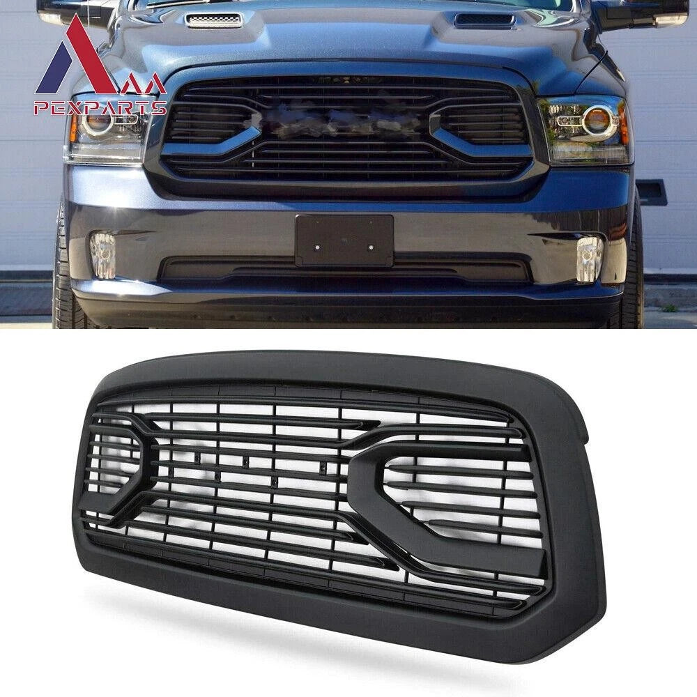 Matte Black Front Hood Mesh Grille for Dodge RAM 1500 (2013–2018)