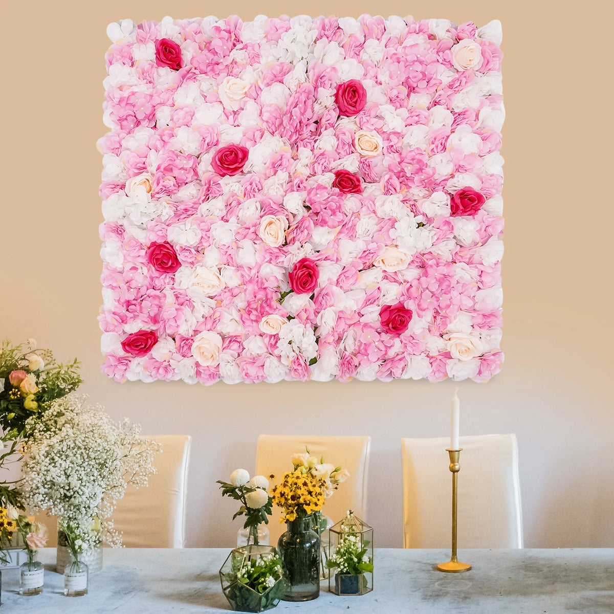 50x50cm Artificial Flower Wall Panel for Home Decor
