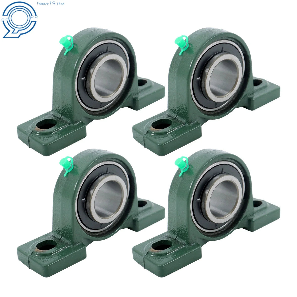 Set of 4 UCP208-24 Pillow Block Bearings for 2-Bolt Solid Base (Self-Aligning)